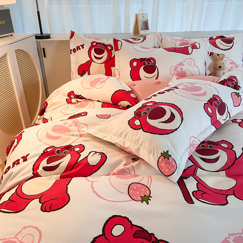 Disney Cartoon Four-Piece Set Student Dormitory Three-Piece Set Bed Sheet Single Double Dormitory Washed Cotton Four-Piece Set