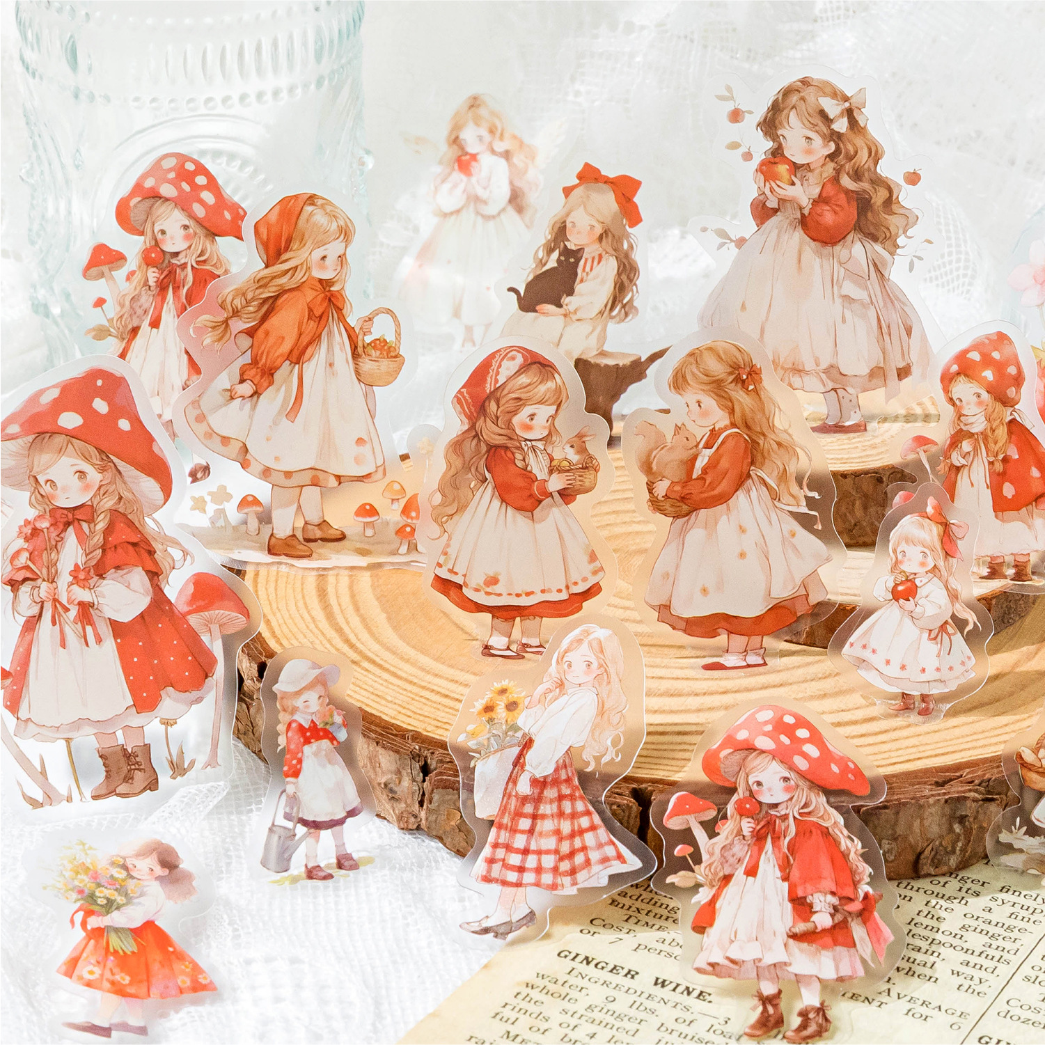 糖诗雾面pet贴纸包 童话少女系列 手帐diy装饰拼贴打底素材贴6款