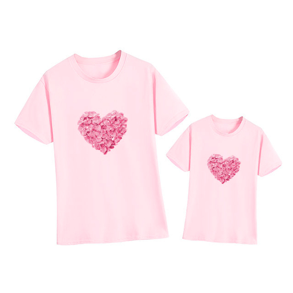外贸欧美母女款t恤心形印花亲子装xx0089