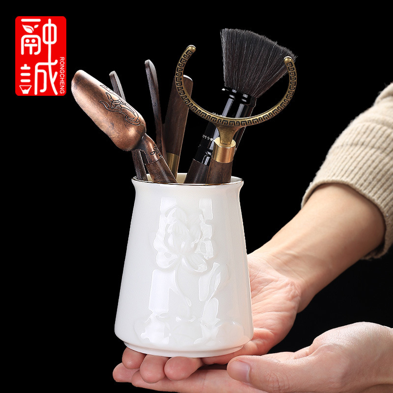 61 k3 tea ceremony six items set white jade 6-piece ebony wooden tea spoon tea pin tea clip kung fu tea utensils