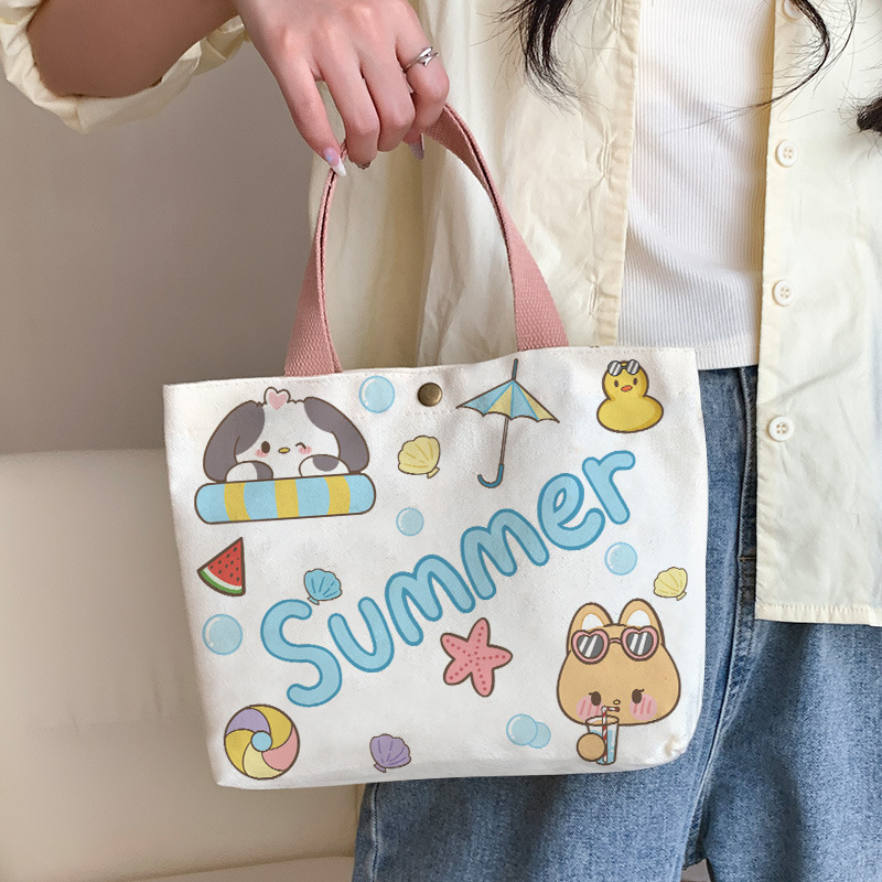 Canvas Bag 2024 New Student Female Work Commute Small Cloth Bag Portable Hand Cloth Suitcase Large Capacity One Piece Dropshipping