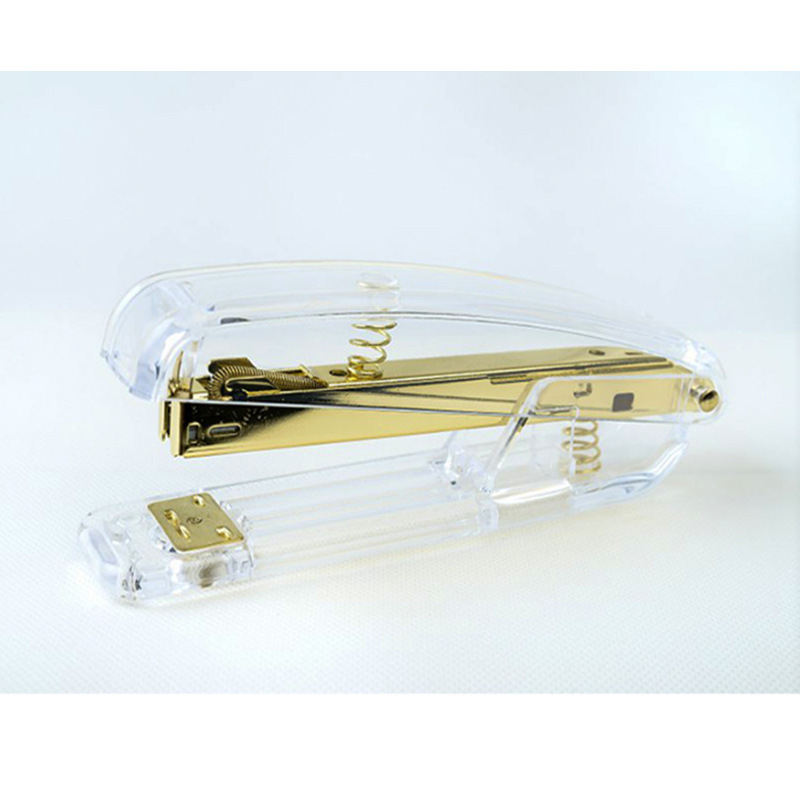 Cross-Border Direct Supply Rose Gold Transparent Stapler Puncher Nail Puller Matte Gold Colorful Scissors Office Supplies