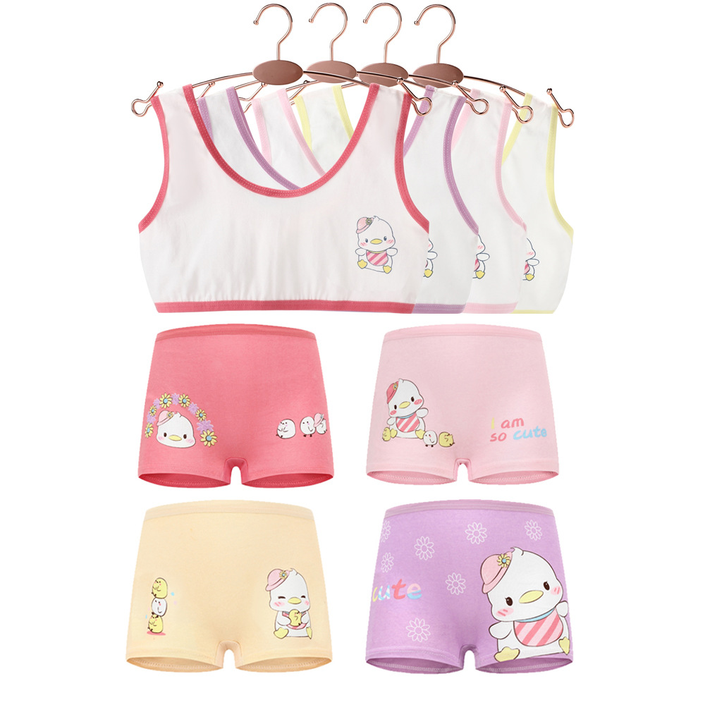 儿童内衣套装女童纯棉小背心内裤发育期女孩童装8~14岁两件套直销