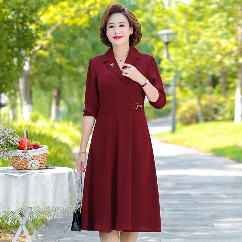 婚庆礼服妈妈秋装连衣裙女洋气中老年人长裙喜婆婆婚宴春秋款女式