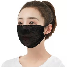 薄款蕾丝口罩夏季性感黑色口罩单层防晒透气面罩时尚遮阳易呼吸
