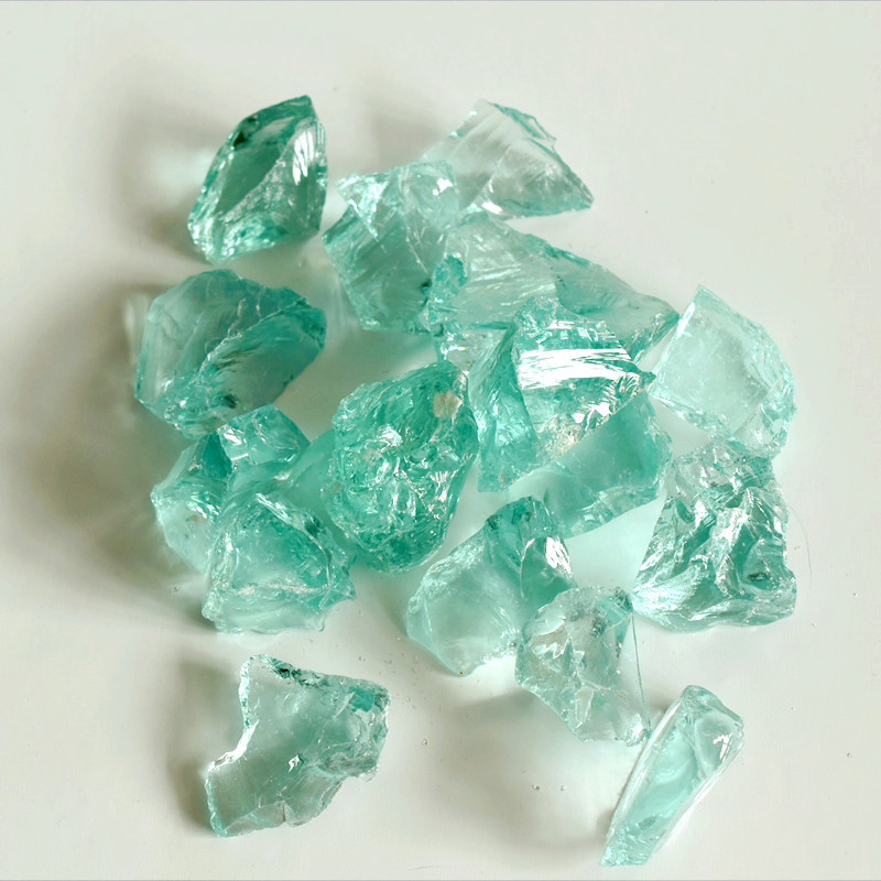 蓝琉璃七彩琉璃人造玻璃原石碎石鱼缸石造景户外景观装饰摆件