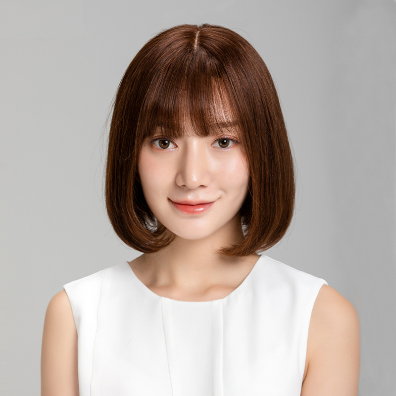 假发女短发全真发中老年女士全头套遮白发自然减龄直发妈妈假发套