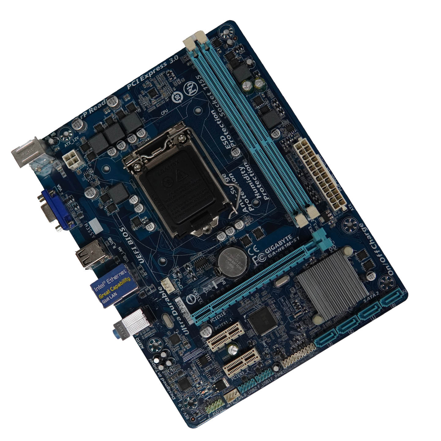 适用ga-h61m-s1主板lga 1155 台式机16gb micro atx主板