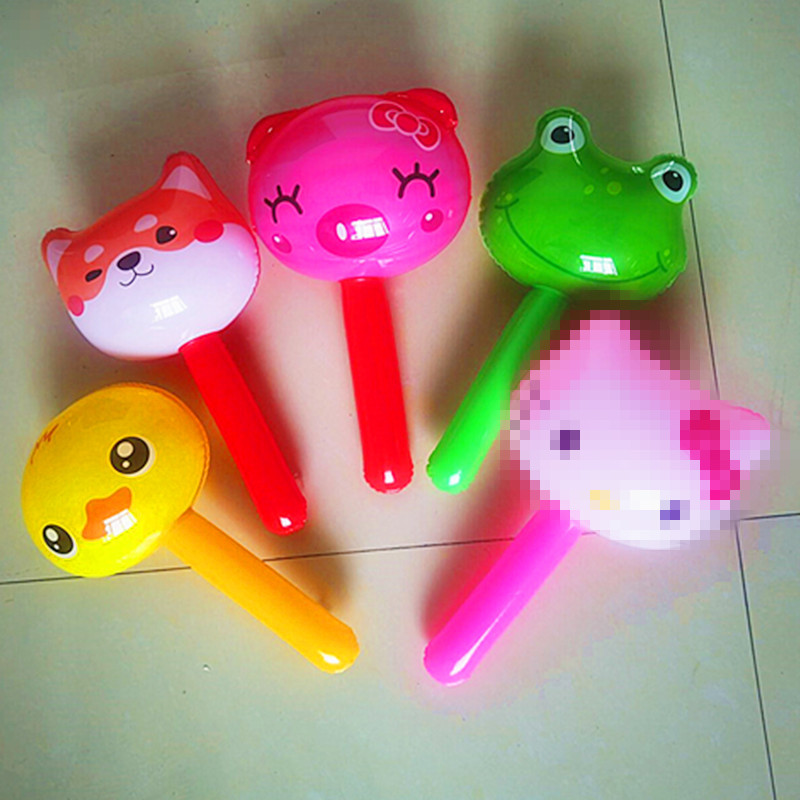 卡通充气小榔头充气锤子捏会响带铃铛扫码地推礼品充气玩具批发