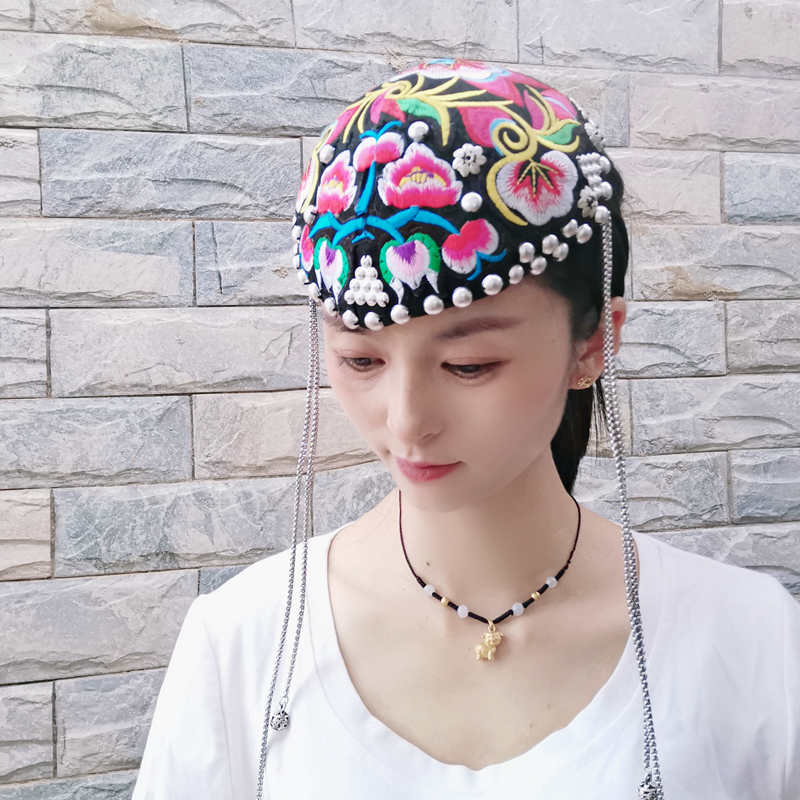 网红中国风绣花发箍夸张复古国潮重工刺绣头饰女宽边汉服搭配发箍