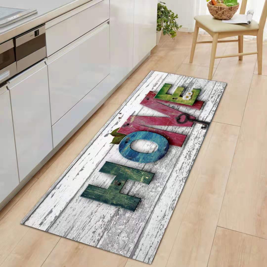 Foreign Trade Butterfly and Letters Retro Wooden 3D Digital Printed Mat Door Mat Bathroom Water-Absorbing Non-Slip Mat Bedroom Carpet