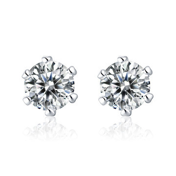 Live Simulation Moissanite Stud Earrings Female Ins Love S925 Sterling Silver Needle Zircon Six-Claw Moissanite Earrings Earrings