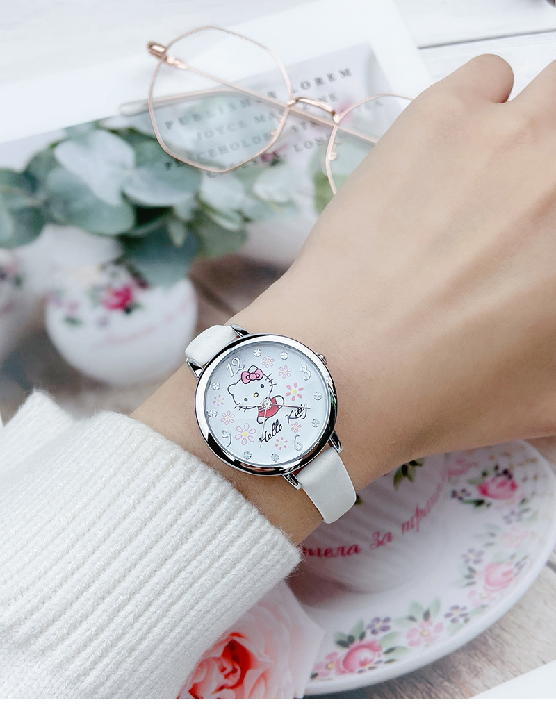儿童手表女孩防水小学生初中女生韩版简约可爱萌猫女童电子石英表