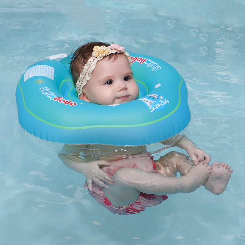 Swimbobo婴儿游泳圈脖圈 新生婴儿充气脖圈 梅花形宝宝洗澡颈圈