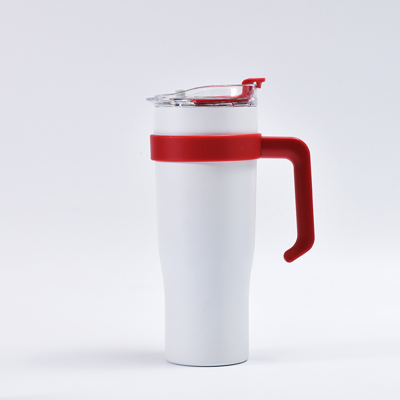 Cross-Border New Giant Vacuum Cup 40Oz Large Capacity Double Layer Handle Cup 304 Stainless Steel Straw Cup