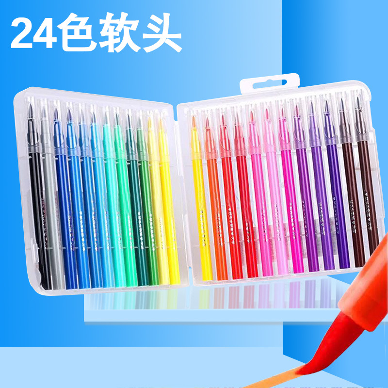 Soft Head Watercolor Pens Set 12 36 48 Color Hook Line Pen Color Brush Pen Student Comic Hand Draw Watercolor Soft Head Pen