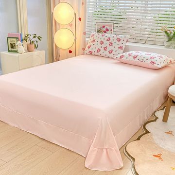 韩版纯色花边床单水洗棉柔软亲肤单件床单单人双人宿舍-阿里巴巴