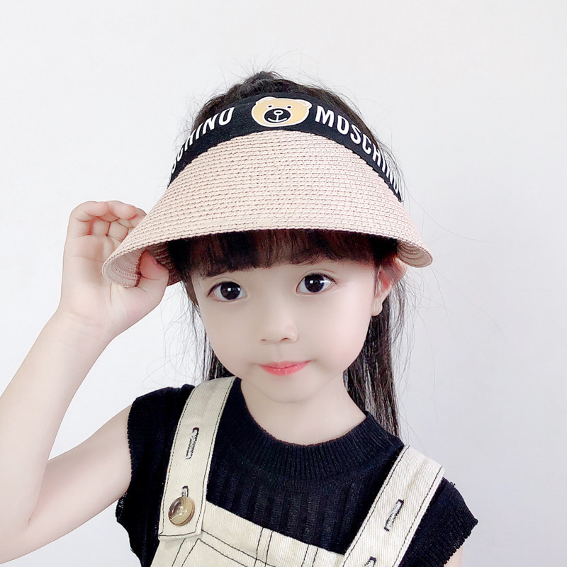 儿童防晒帽子草帽夏天遮阳帽男童空顶帽女童太阳帽草帽凉帽批发货