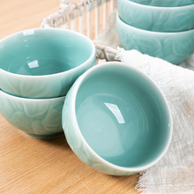 龙泉青瓷家用吃饭碗餐具陶瓷中式加厚防烫碗单个饭碗小号稀米饭碗