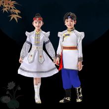 儿童蒙古服演出服小学生运动会表演服筷子舞56个民族白马六一演出