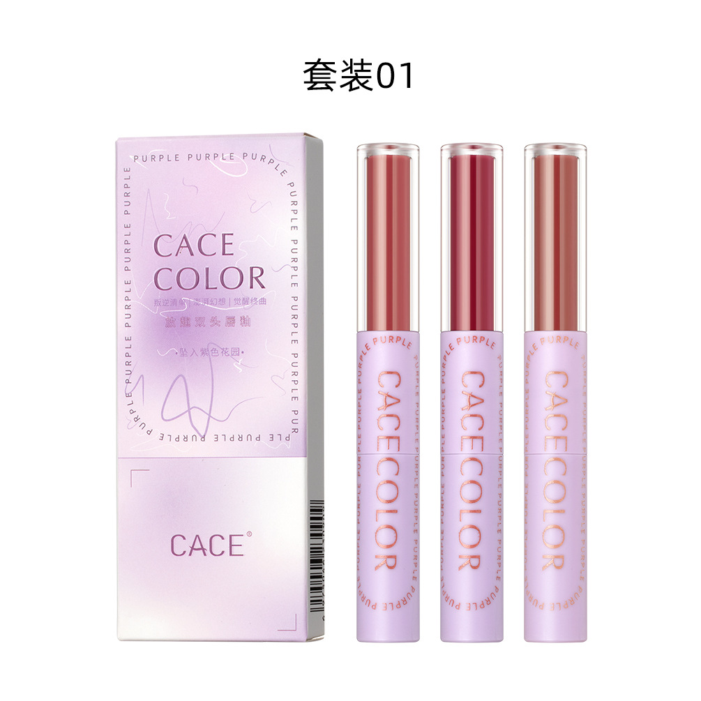 C49 Fun Double-Headed Lip Lacquer 6-Color Youth Series Student Autumn and Winter New Lipstick Lip Balm Beauty Wholesale