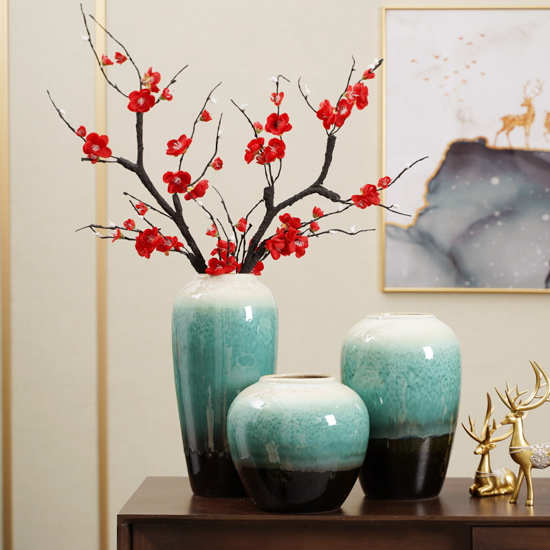 现代新中式陶瓷插花瓶腊梅花器客厅电视柜景德镇桌面装饰摆件水培
