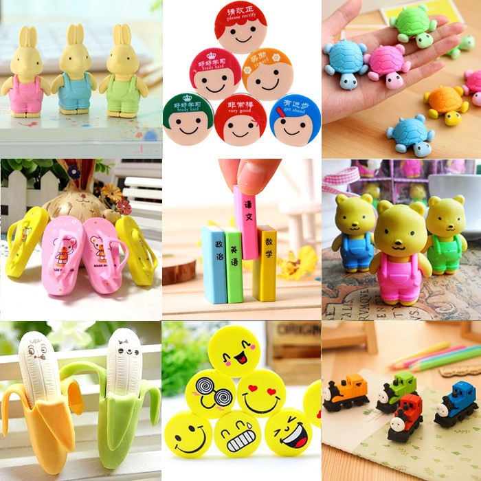学生奖励奖品创意文具可爱卡通彩色橡皮擦微商批发小礼品1元以下