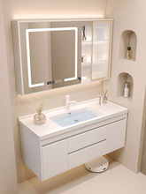 奶油风卫生间浴室镜柜组合现代简约洗手盆柜陶瓷一体盆洗漱台批发