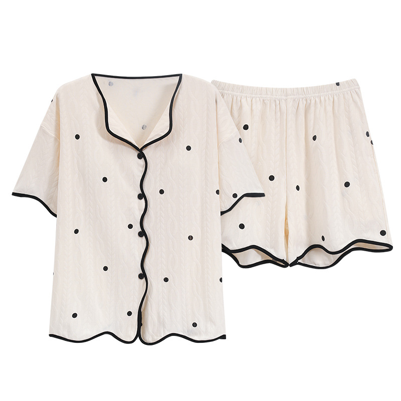 2024 New Spring Pajamas Women's Short Sleeve with Chest Pad Suit Loose Sweet Cute Cartoon Ladies' Homewear Summer