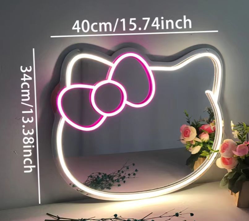 Amazon New Neon Light Personalized Mirror Decorative Lamp Acrylic Mirror Lamp Room Bedroom Creative Stage Lamp
