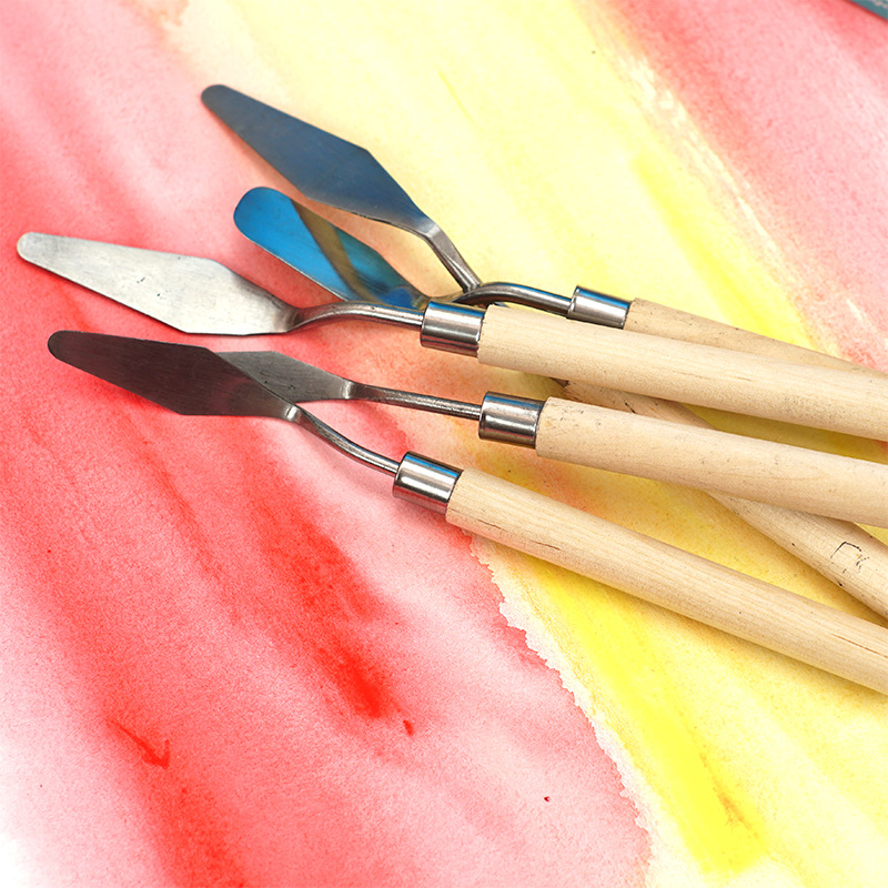 油画刮刀丙烯水粉颜料调色刀美术刮刀颜料刀铲刀肌理刀软性5件套