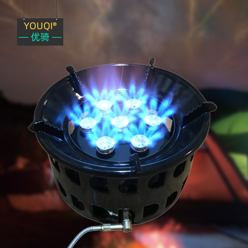 牛人户外便携防风燃气猛火炉具大功率液化气七星灶头自驾露营野炊