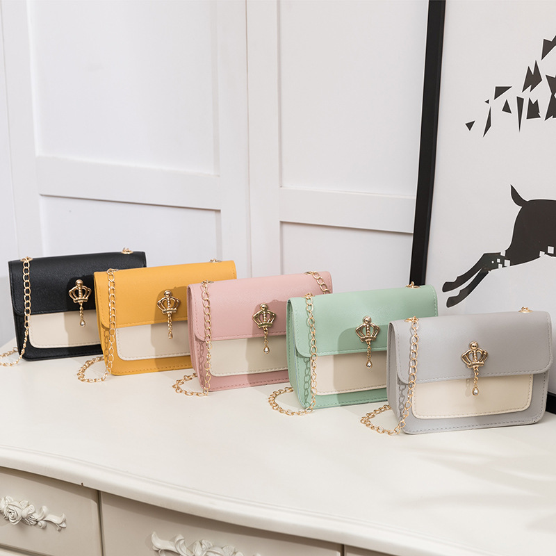 Ladies Bag Women's Foreign Trade Bags 2024 Summer Autumn New Style Macaron Mobile Phone Bag Crown Chain Small Square Bag Shoulder
