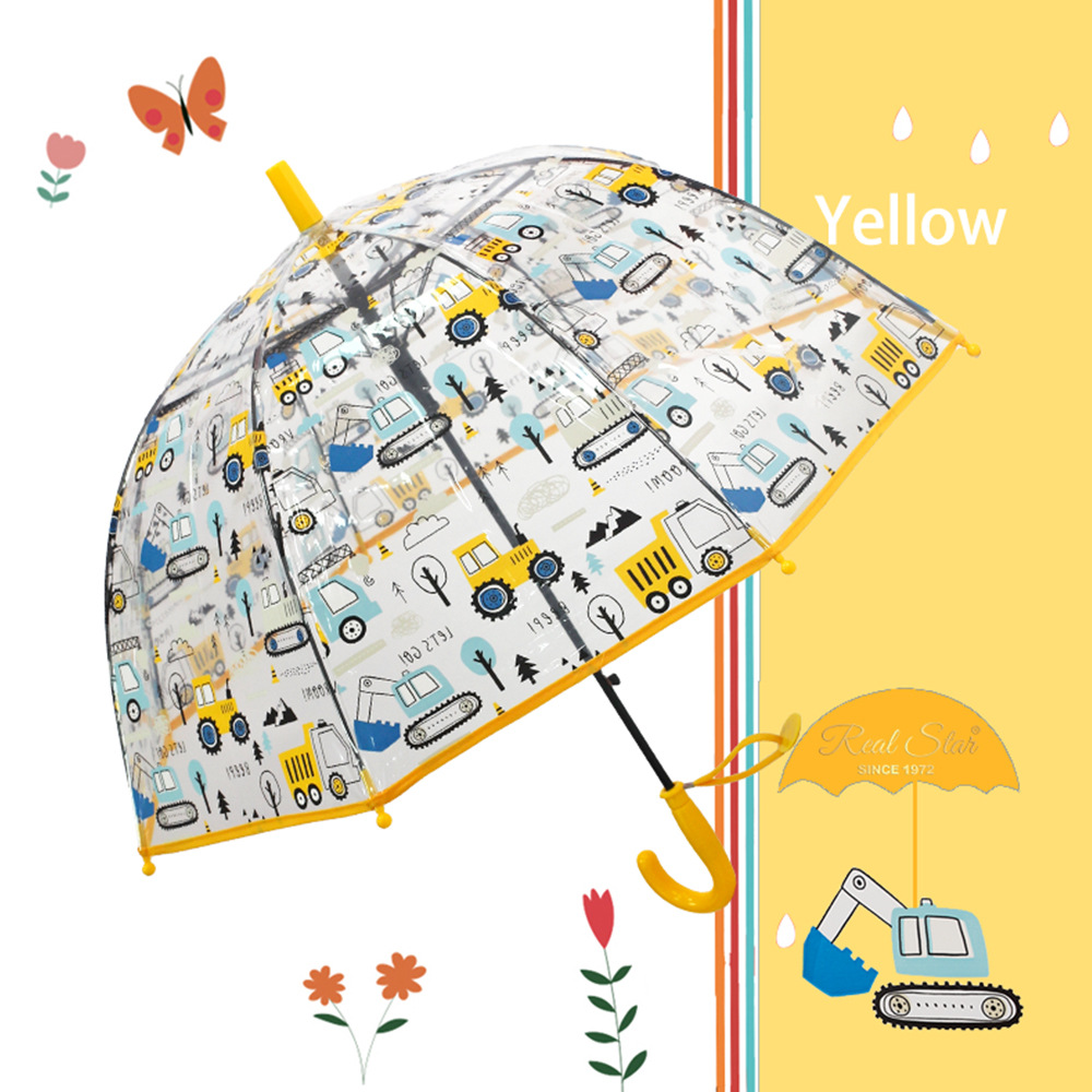 xingbao umbrella 036a new children‘s umbrella cute cartoon poe transparent umbrella excavator bulldozer pattern self-opening umbrella