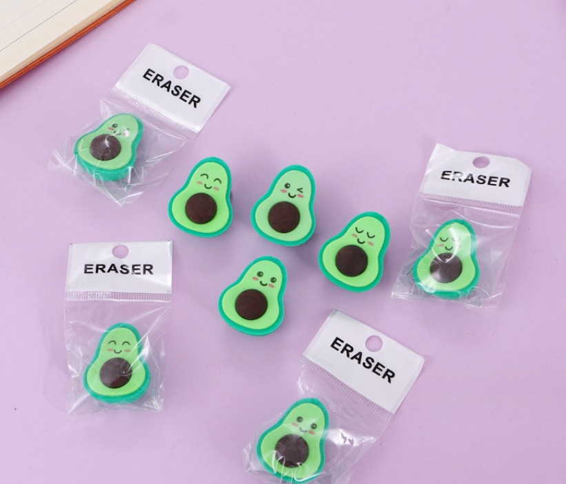 Cute Expression Avocado Eraser Student Creativity Fresh Fruit Stationery Primary School Student Gift Wholesale