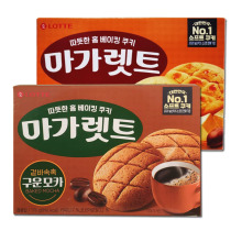 韩国进口休闲零食品 乐天玛加丽花生/咖啡味夹心饼干176g一箱12盒