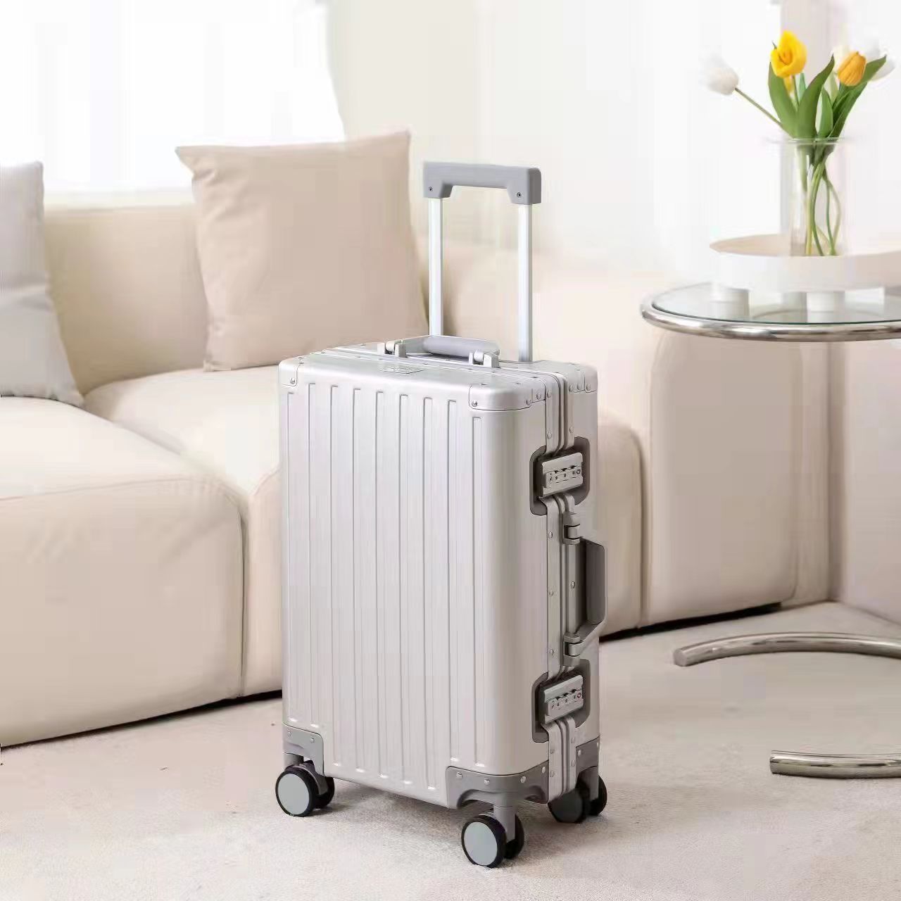 All-Aluminum Magnesium Alloy Luggage Female Male Aluminum Alloy Trolley Case Aluminum Frame 26-Inch Metal Suitcase 24-Inch Password Suitcase