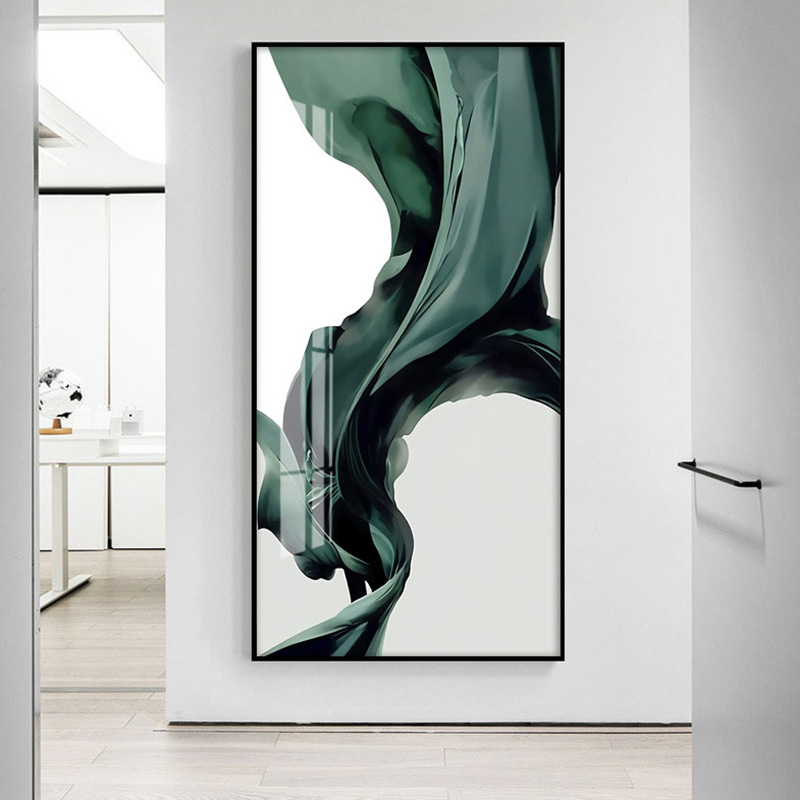 玄关装饰画现代简约抽象艺术走廊尽头挂画竖版轻奢风客厅壁画北欧