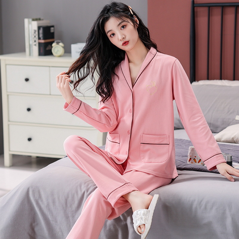 睡衣女春秋款纯棉长袖长裤女2024新款开衫中老年女士家居服套装春
