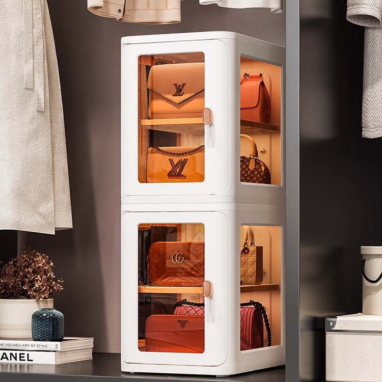 包包收纳神器家用落地衣柜放包包的置物架奢侈品存放箱盒展示柜子