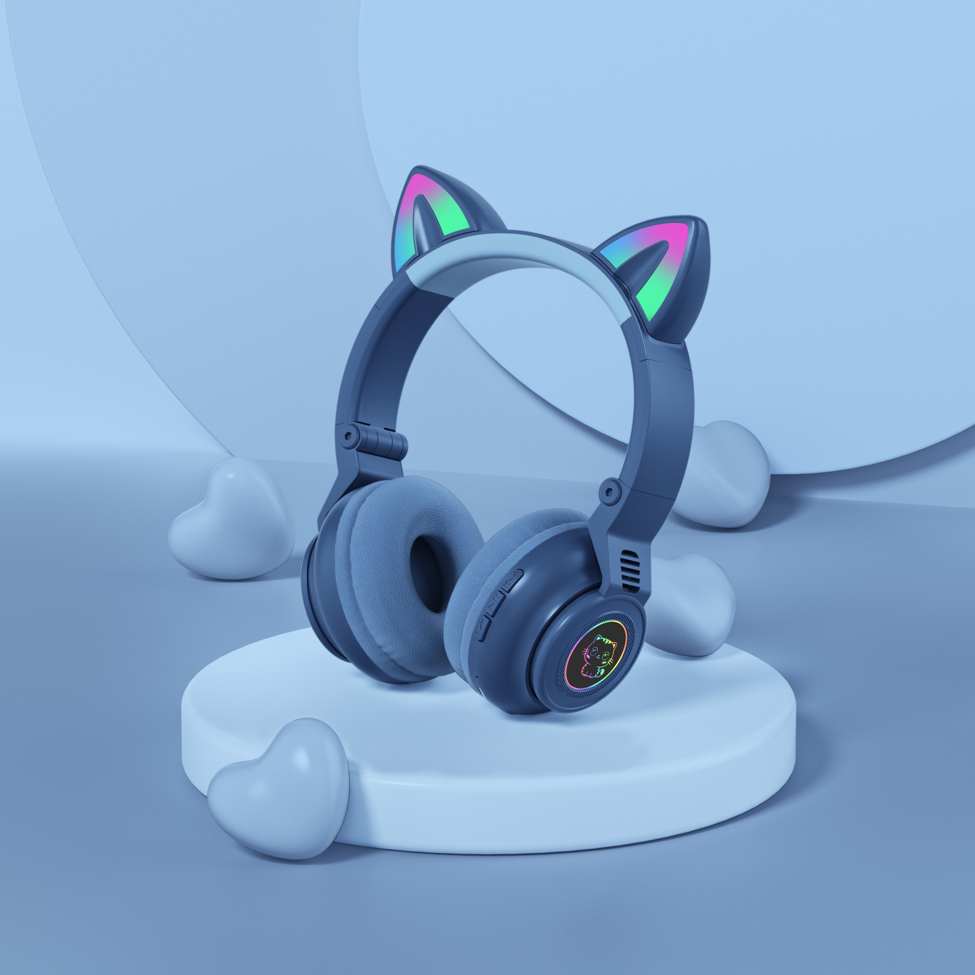 STN-26 Huaqiang North Hot Cat Ear Bluetooth Headphone Head-Mounted Wireless Sports Game Headset Factory Wholesale