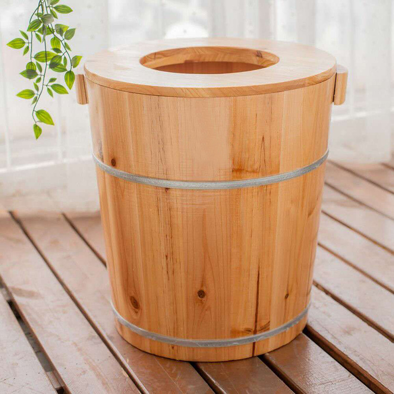 40cm高杉木桶带盖子洗脚理疗足浴木桶泡脚养生熏蒸桶工厂直销批发