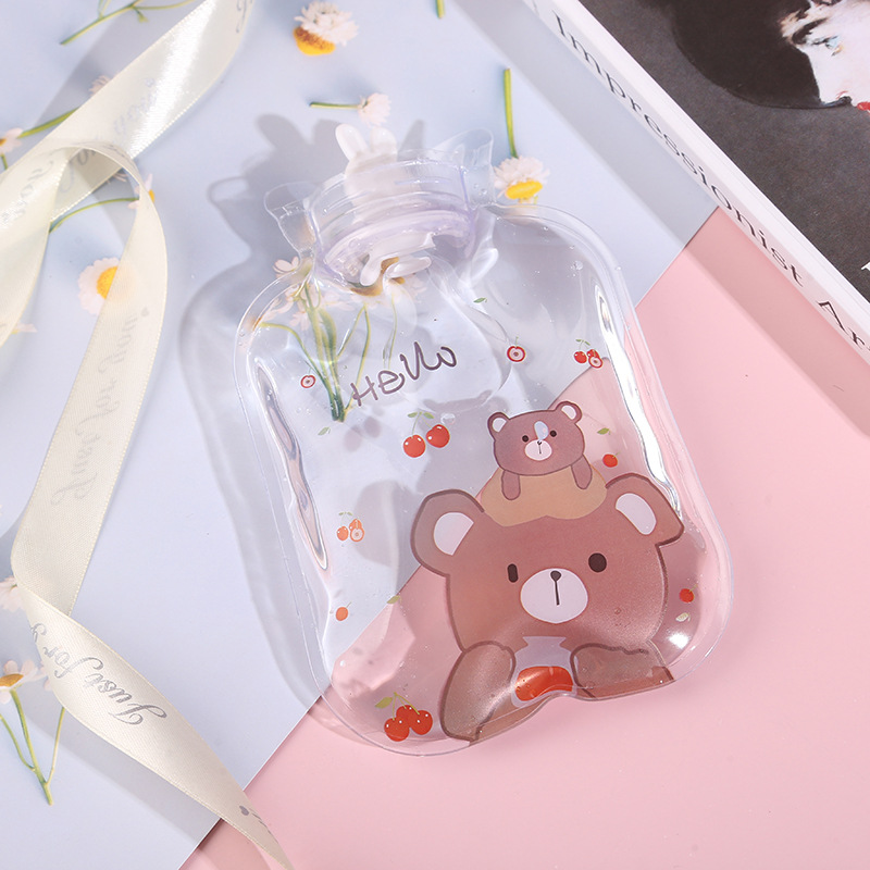 Fresh Baby Winter Large Capacity Cute Cartoon Transparent Hot Water Bag Mini Water Injection Hot Water Bottle Portable Student