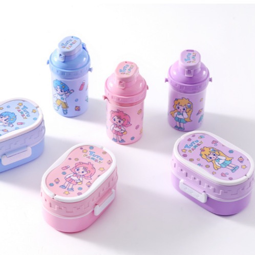 Heating Lunch Box with Kettle Lunch Box with Lid and Tableware Crisper Compartment Kids Lunch Box