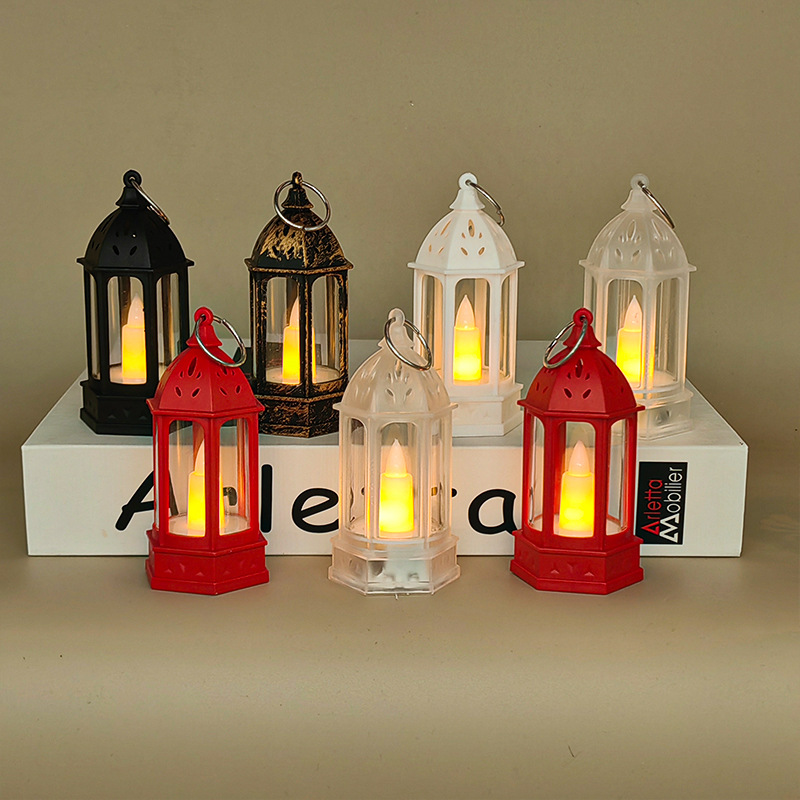 Christmas Storm Lantern Led Candle Smoke-Free Safety Small Storm Lantern Halloween Decorative Lights B & B Camping Ambience Light