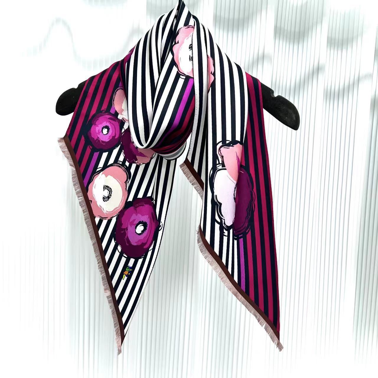 真丝斜纹丝巾围巾小披肩100%桑蚕丝头巾长条夏天外搭条纹花-阿里巴巴