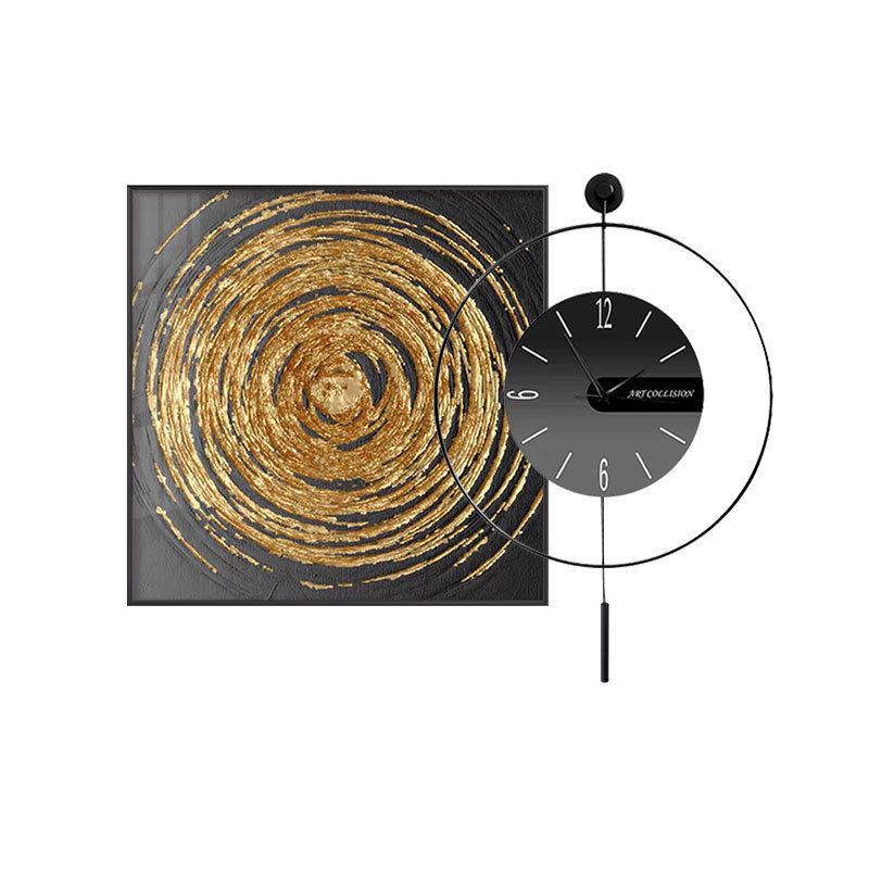 Modern Light Luxury Abstract Clock Decorative Painting Living Room Background Wall Mural Fashion Mute Clock Drawing Dining Room Wall Hanging Painting