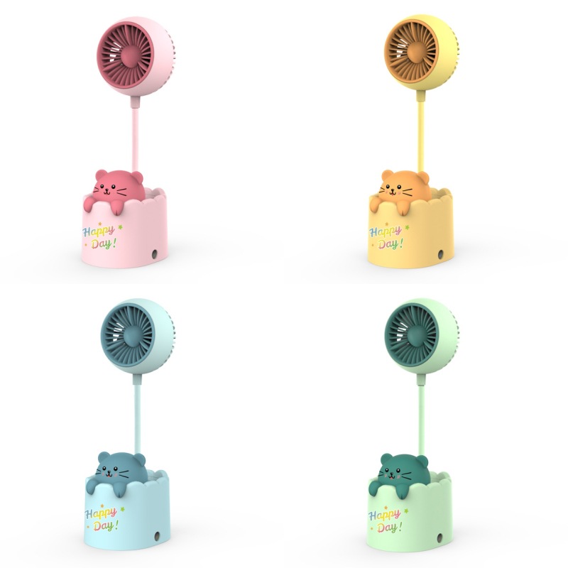 Children's Desktop Fan Cute Pen Holder Pencil Sharpener Little Fan Portable Large Wind Usb Folding Rechargeable Electric Fan