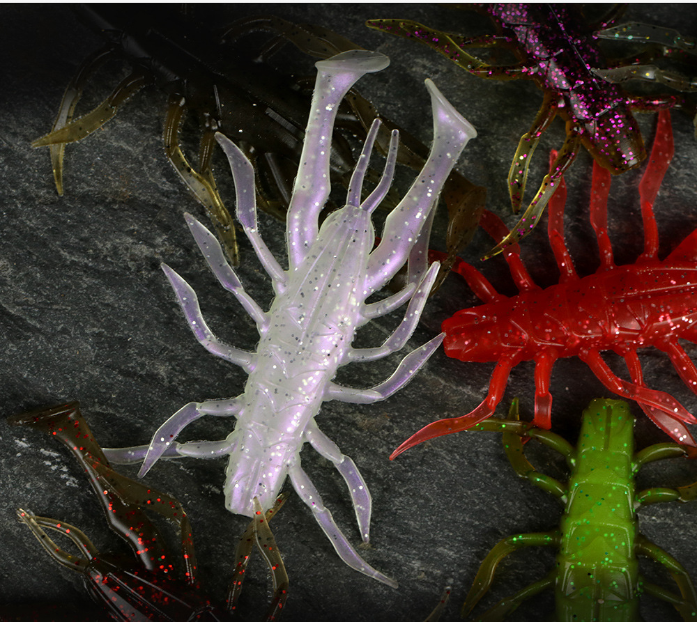 威和 蜈蚣虾路亚软饵3.5cm7cm大软虾仿真假饵虾草虾大龙虾批发