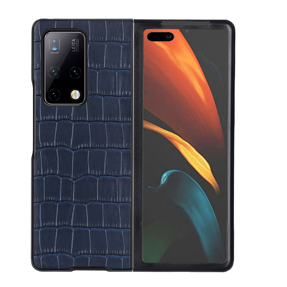 适用华为mate x2折叠屏保护套头层牛皮手机壳x2商务鳄皮纹硬壳潮